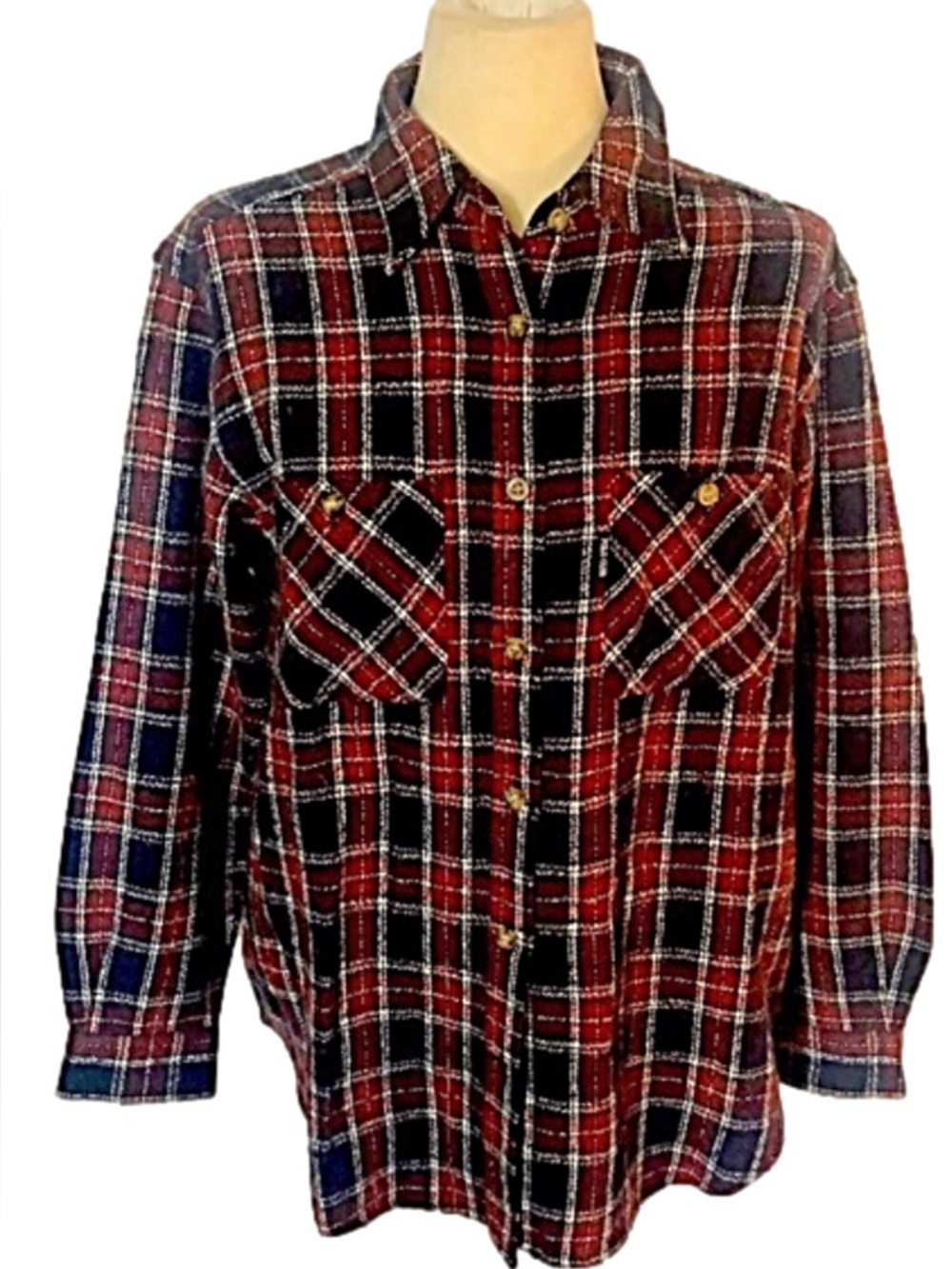 POLO CLUB - Red & Black Plaid Button-Up Flannel Shirt